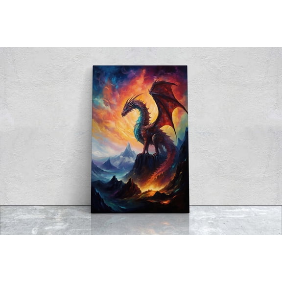 Dragon Portrait, Volcano Dragon, Mythical Creature, Fantasy Animal, Canvas, Poster Print, Game room, Man Cave, Poster Only