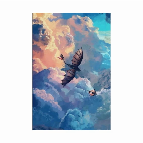 Dragon Poster | Dragon lover | Toothless night fury Matte Vertical Fantasy Sky Print 8X12 UNFRAMED