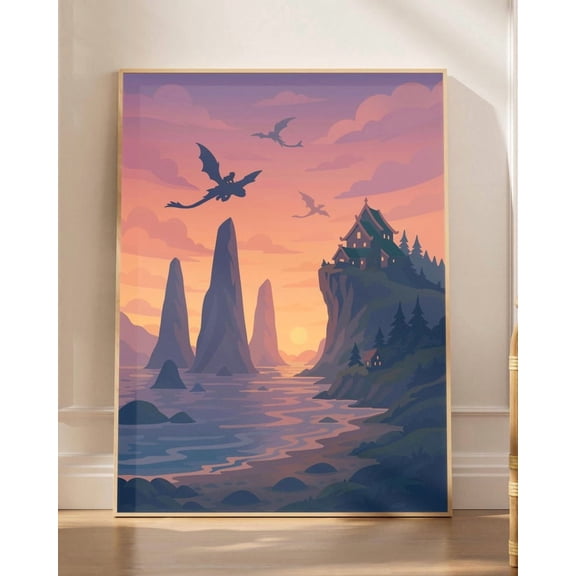 Dragon Poster Print – Dragon Wall Decor, Dragons, Dragon Gift for Lovers | Train Dragon Poster | Colourlful Dragon Art 8X12 UNFRAMED