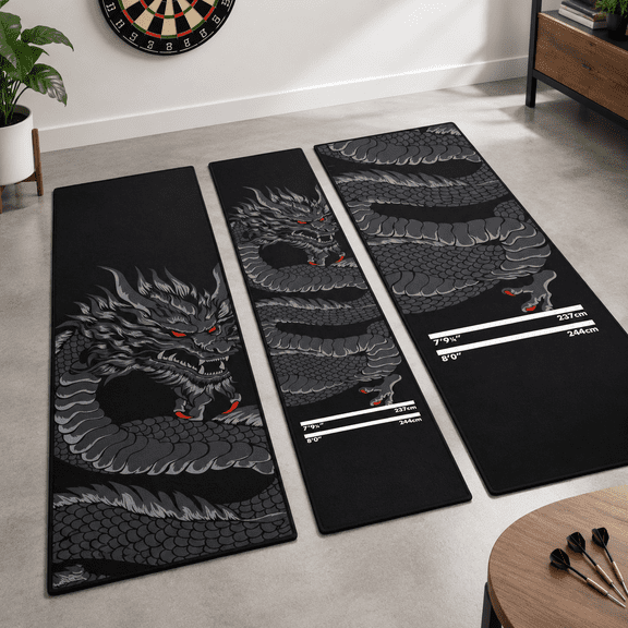 Dragon Print Heavy Duty Non Slip Dart Mat for Floor Protection