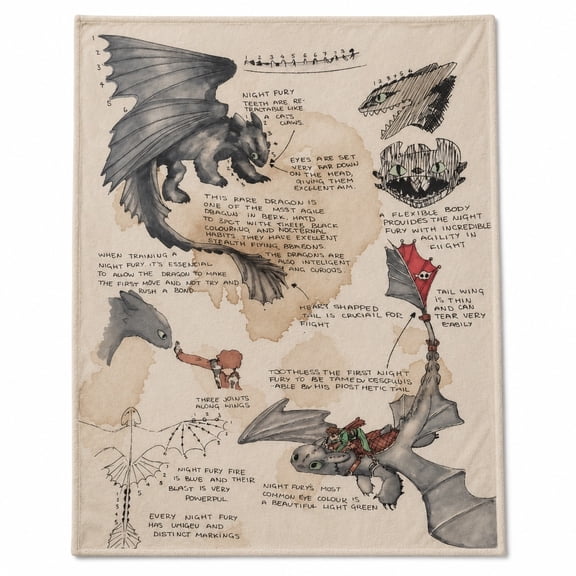 Dragon Print Fleece Throw Blanket, Soft 280 Gsm Polyester, Fantasy Decor for Couch, Sofa & Bed