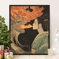 thumbnail image 1 of Dragon Print Poster, Japanese Art Decor, Mythical Creature Wall Art, Fantasy Illustration, Fire-Breathing Dragon, Unique Home Decor, 8x12, 1 of 2