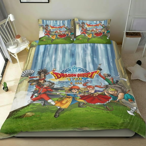 Dragon Quest Themed Bed Sheet Set Three Piece Set 53x79 In ches Comfortable And Skin Friendly Unique Design Creating A Star Studded Night Home Gifts For Family Friends fans