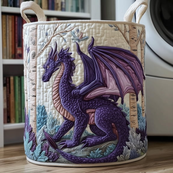 Dragon Quilted Laundry Basket, Collapsible Fabric Hamper for Clothes, Toys and Blankets