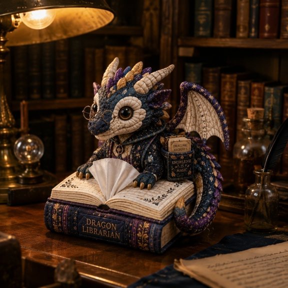 Dragon Quilted Tissue Box Cover Sewing Kit, Handmade Fantasy Dragon Design, Dimensional Stitching & Rich Color Palette, Beginner-Friendly DIY Craft for Home Decor & Gifting