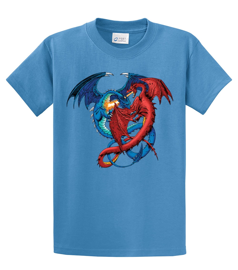 Dragon Red and Blue Dragons Fighting Fantasy Mythical Mother Draco Fire Breathing Serpent