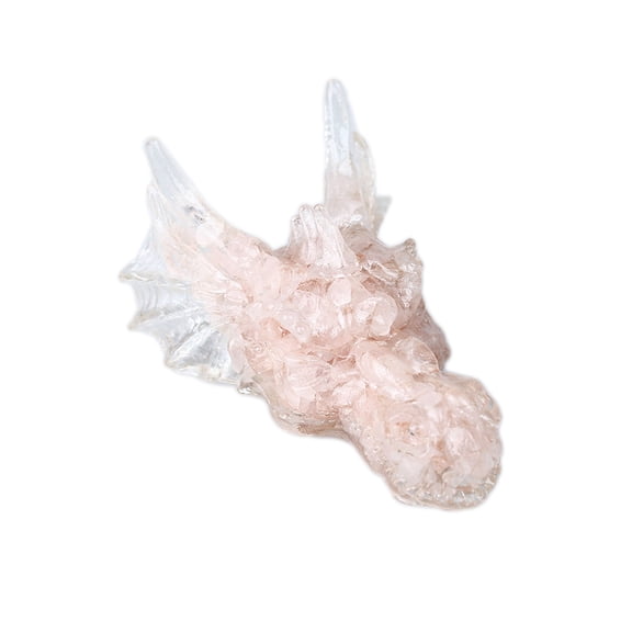 Dragon Resin with Natural Rose Quartz Chips Inside Display Decorations Figurine Home Decoration 60x90x40mm Rose Quartz