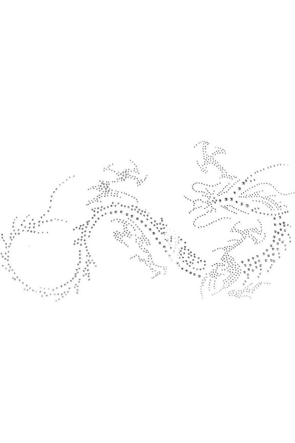 Dragon Rhinestone Iron on Hotfix Transfer Decal Personalized Chinese Dragon Print Bling Patch Shiny Clothing Repair Applique DIY Accessories for DIY Clothes T-Shirt Vest Shoes Hat Jeans Decor