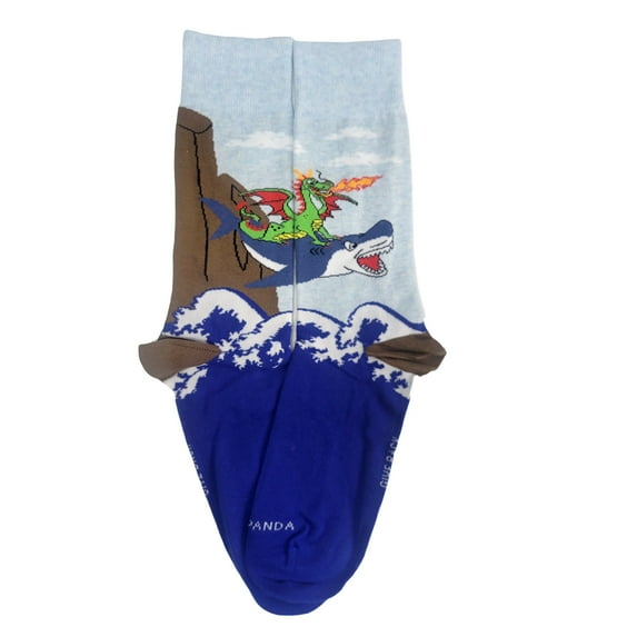 Dragon Riding a Shark Socks from the Sock Panda Size: Adult Large