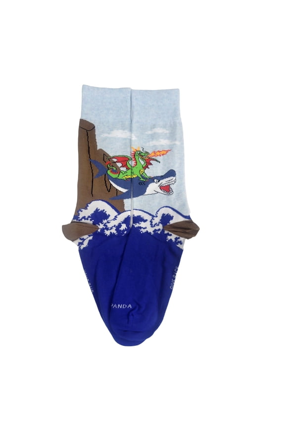 Dragon Riding a Shark Socks from the Sock Panda Size: Adult Large
