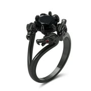 Dragon Ring Gothic Solitaire Cz Black Gothic Engagement Ring Girl Ginger Lyne Collection