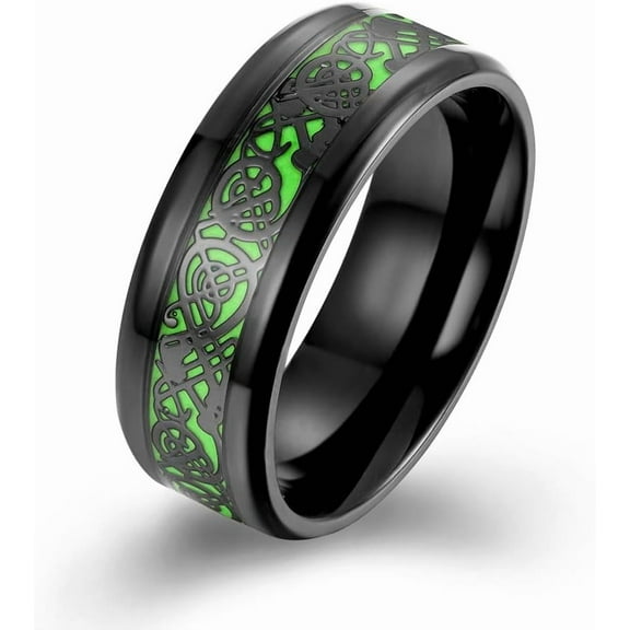 Dragon Ring, High Polished Stainless Steel Rings Jewelry for men Party Glow Luminous Ring Men's Comfort Wedding Ring