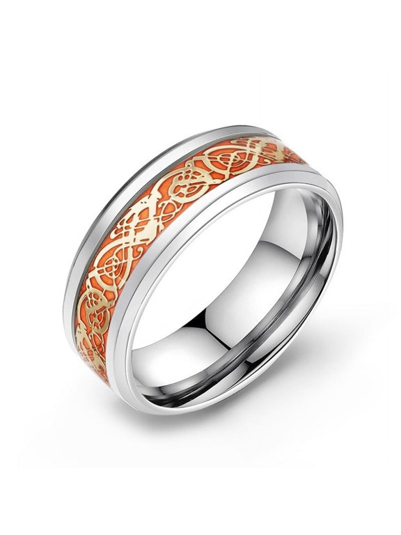 Dragon Ring Stainless Steel Nighttime Luminescence Ring Luminous Glow In The Dark Band Jewelry Stainless Steel