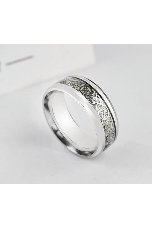 Dragon Ring Stainless Steel Nighttime Luminescence Ring Luminous Glow in the Dark Band Jewelry