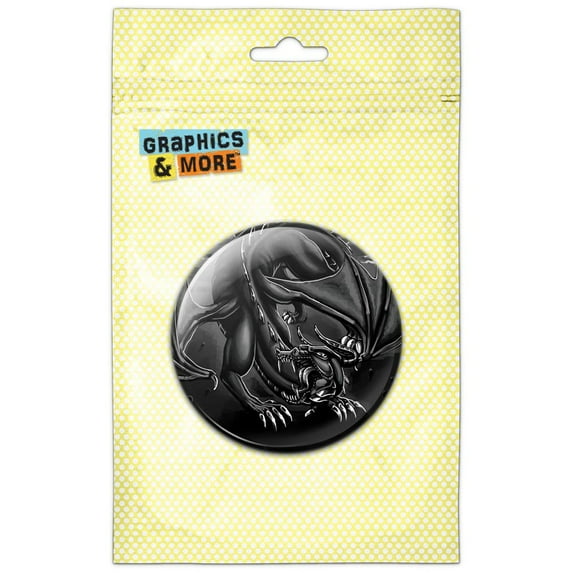 Dragon Roar Fantasy Medieval Black And White Refrigerator Button Magnet