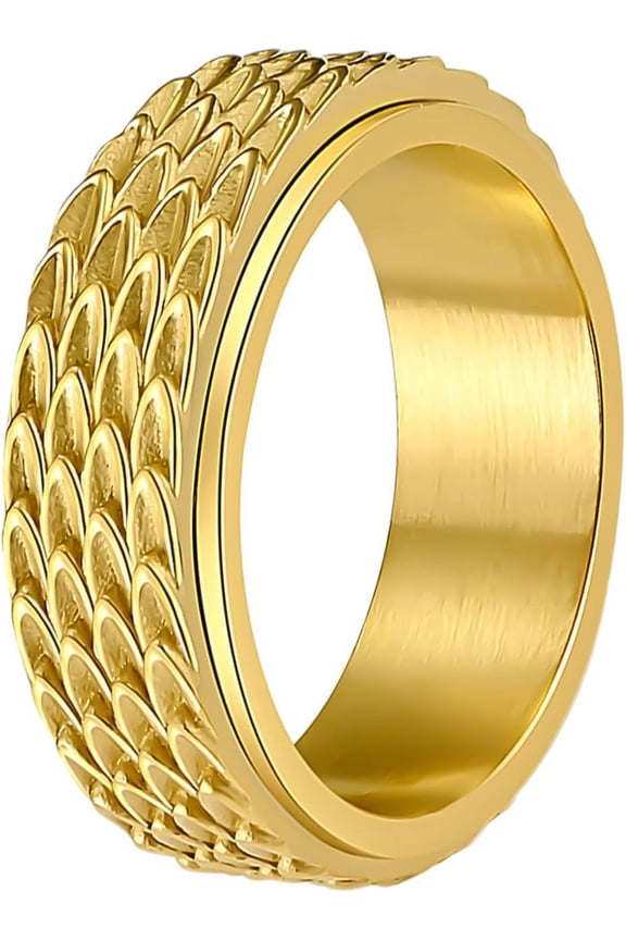 Dragon Scale Anxiety Ring for Men Cool Stainless Steel Snake Dragon Scales Spinner Rings Fidget Ring Mens Ring