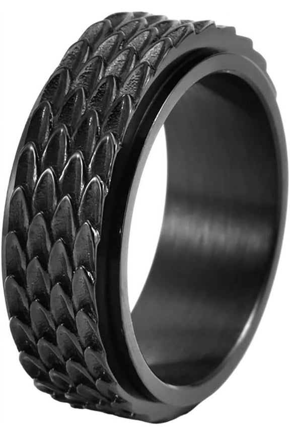 Dragon Scale Anxiety Ring for Men Cool Stainless Steel Snake Dragon Scales Spinner Rings Fidget Ring Mens Ring