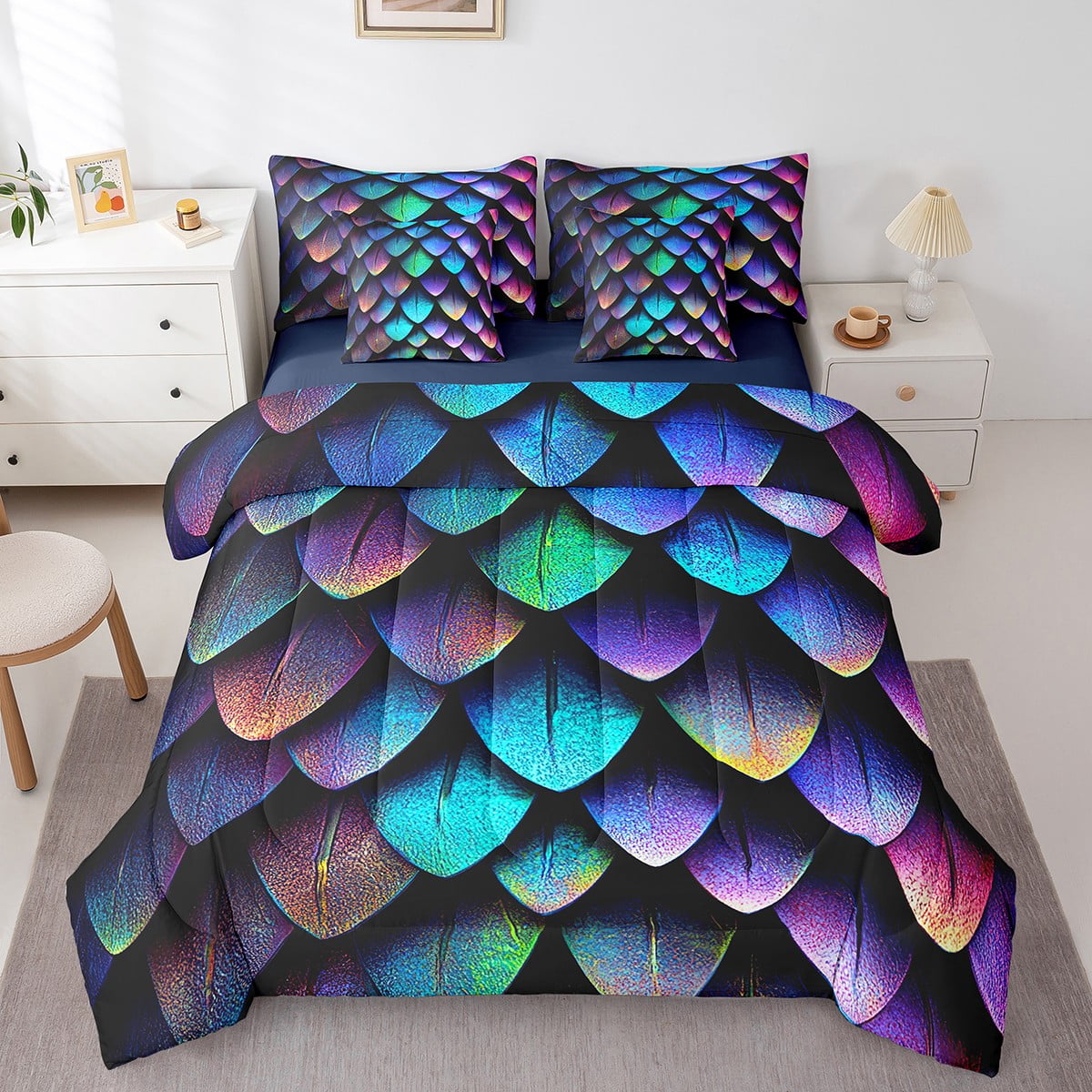 Dragon Scale Bed in a Bag Queen Comforter Set 7 Piece Wild Animal Hide ...