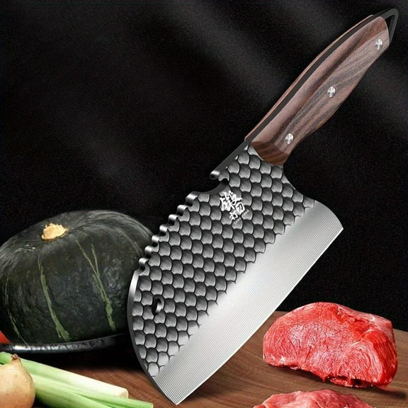 Dragon Scale Fish Meat Cleaver Knife with Bottle Opener Design- Hand-Forged Kitchen Tool for Deboning, Chopping Meat, and Outdoor Cooking. Stylish PP Handle for High-Quality Performance.