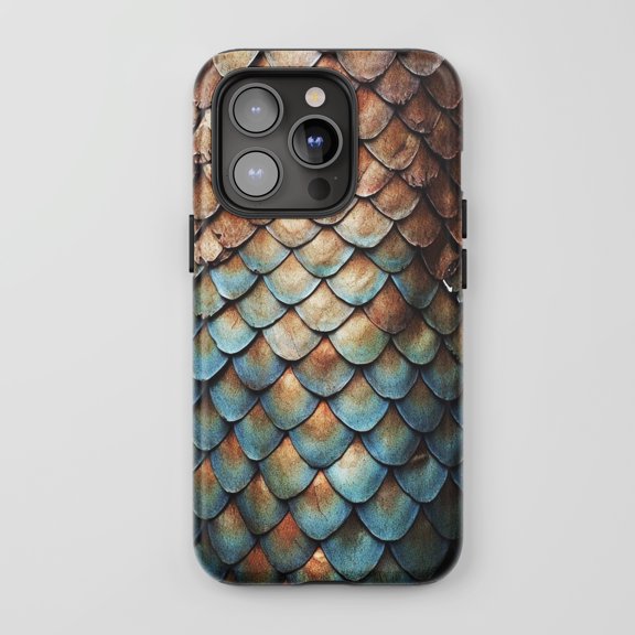 Dragon Scales For iPhone Phone Case Fantasy Textured Teal Bronze Gradient