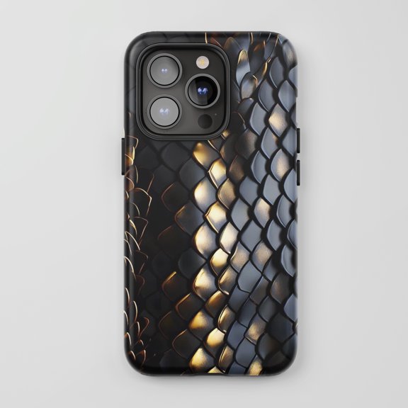 Dragon Scales For iPhone Protective Phone Case Fantasy Black Gold Metallic