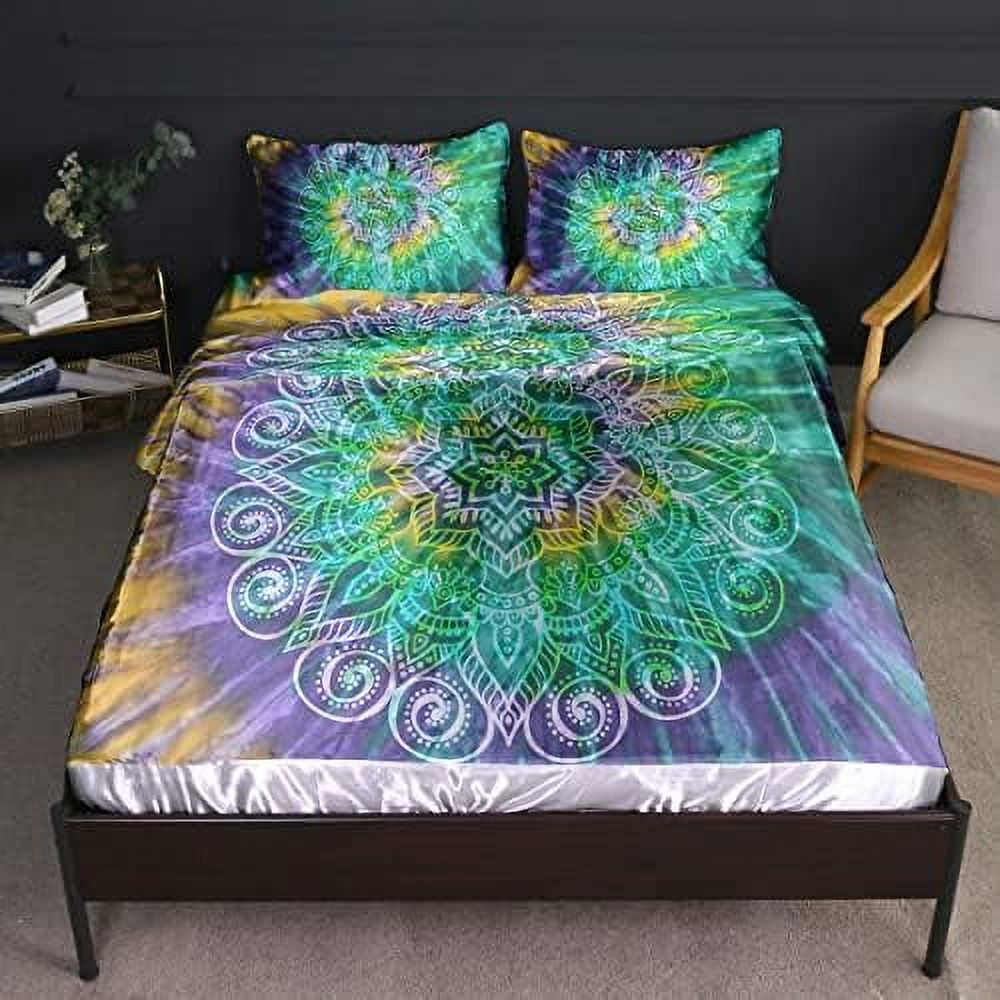 Dragon Scales Satin Silk Sheets Queen Trippy Bedding Set 4 Pcs Soft ...