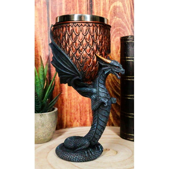 Dragon Scales With Servant Winged Drake Stem Base Drinking Wine Goblet Chalice