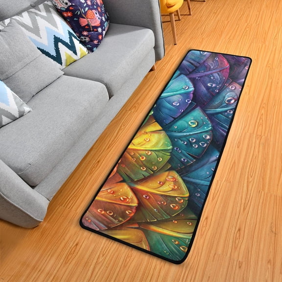 Dragon Scales and Water Droplets Hallway Runner Rug 2'X6' Non-Slip Washable Carpet Runner Kitchen Entryway Laundry Bedroom