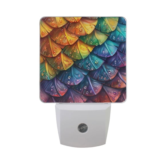 Dragon Scales and Water Droplets Night Light 2 Pack LED Nightlight Plug into Wall Dusk to Dawn Sensor Soft White