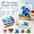 thumbnail image 1 of Dragon Sea Glass Art Kit for Adults, DIY Mosaic Craft Project with Dragon Pattern, Glass Pieces, Tweezers, Adhesive and Mini Easel, Creative Fantasy Art Gift, 1 of 6