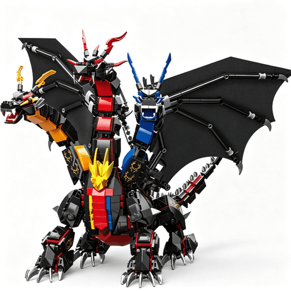 Dragon Series 3Headed Dragon King Building Blocks Set, 1400 Pcs Model Building Toy, Interesting Gift for Kids, Adults and Dragon Enthusiasts