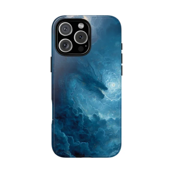 Dragon Serpent Blue Cloud Fantasy Scene Case for iPhone 11-17 Pro Max