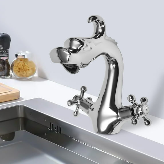 Dragon Shape Faucet Antique Two-Handle One Hole Tap Bathroom/Kitchen Sink Mixer Tap
