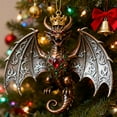 thumbnail image 1 of Dragon Shaped Christmas Ornament - Fantasy Pendant Decor for Tree, Wreath & Home Accents, Mythical Dragon Figure with Gold Trim, 1 of 2
