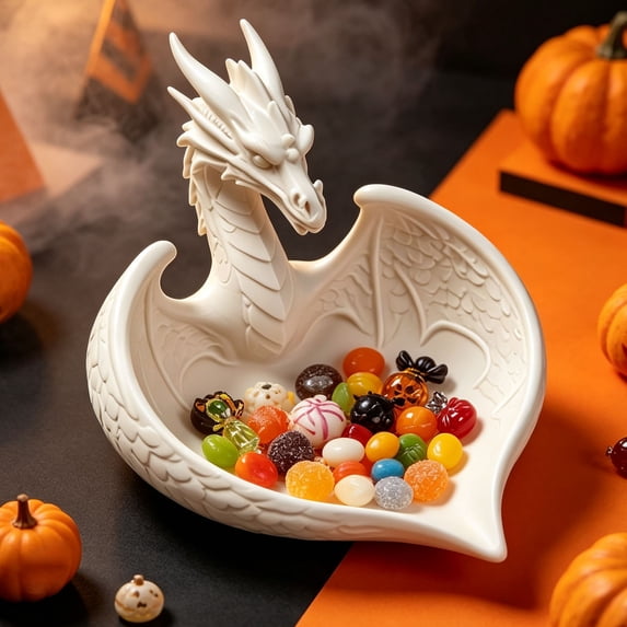 Dragon Shaped Decorative Storage Tray 3D Printed Gothic Tabletop Organizer for Jewelry Rings Earrings Keys Home Desk Decor Ornament