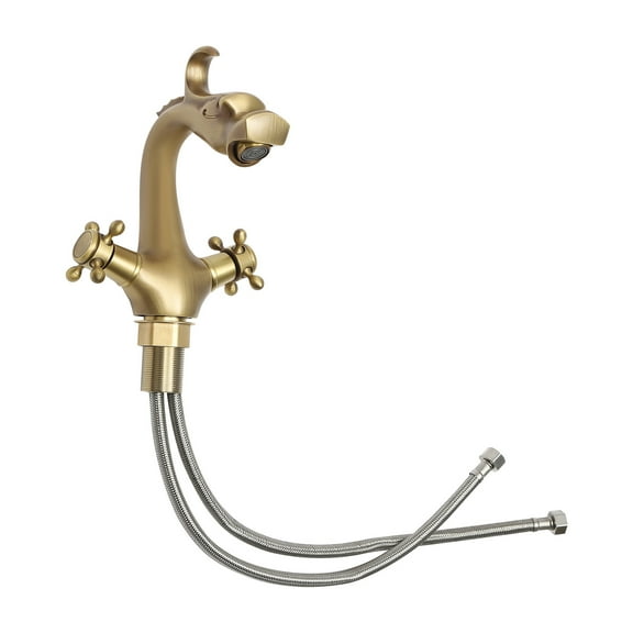Dragon Shaped Gold Bathroom Sink Mixer Tap Two Handle Dual Hot Cold Water Faucet