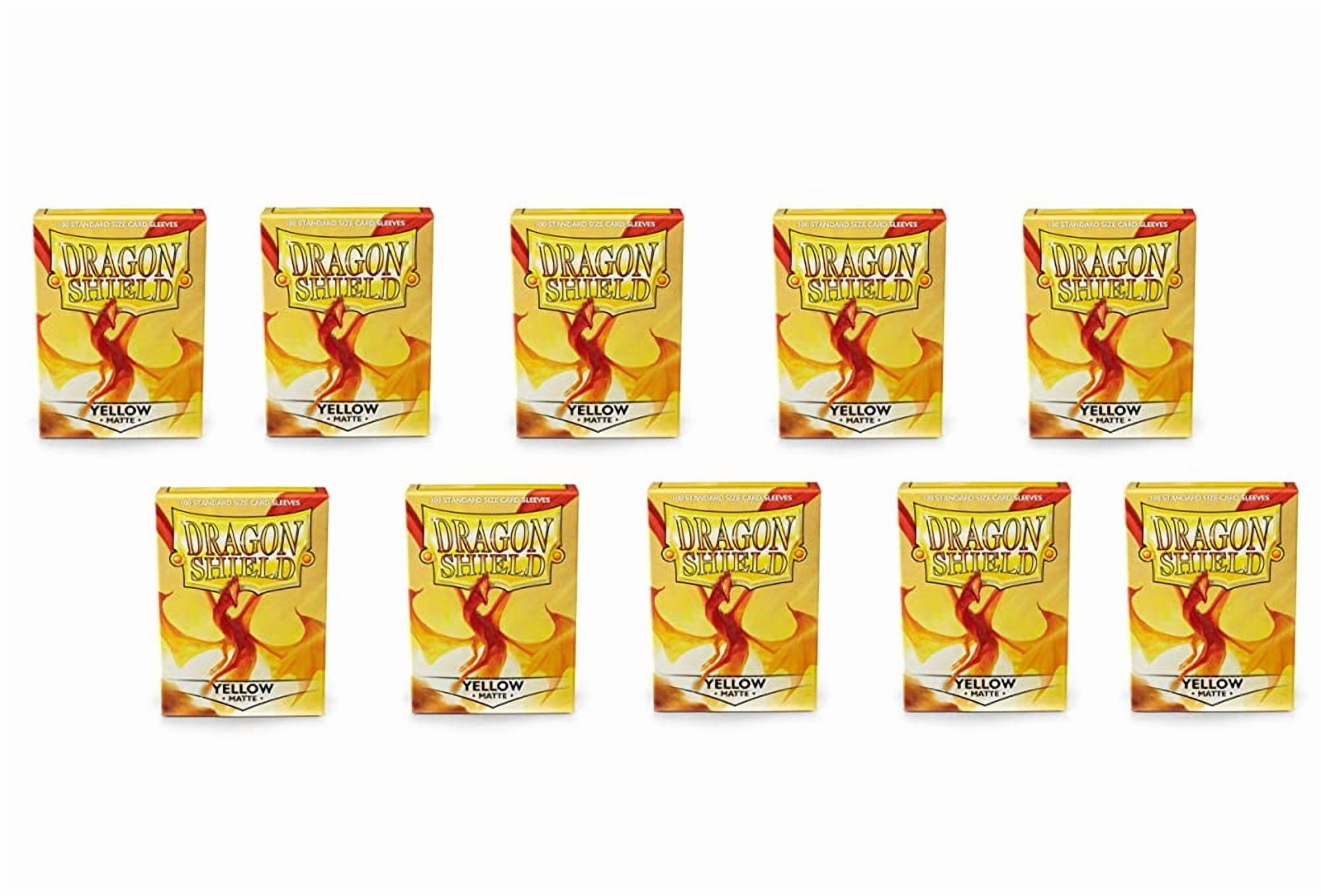 Dragon Shield 100ct Standard Card Sleeves Display Case (10 Packs) - Matte Yellow