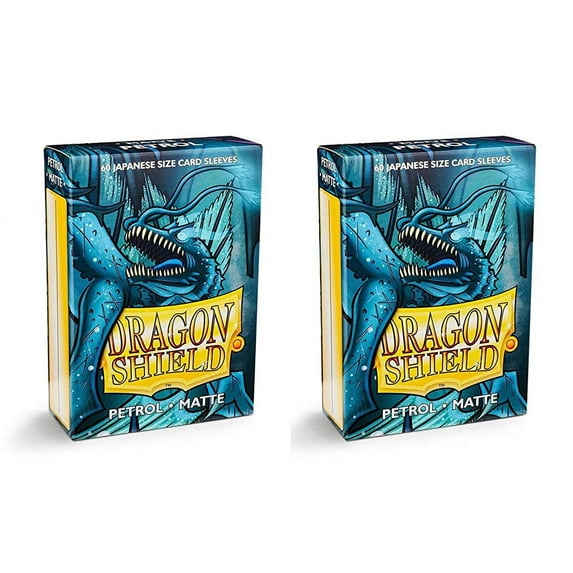 Dragon Shield Bundle: 2 Packs of 60 Count Japanese Size Mini Matte Card Sleeves - Matte Petrol