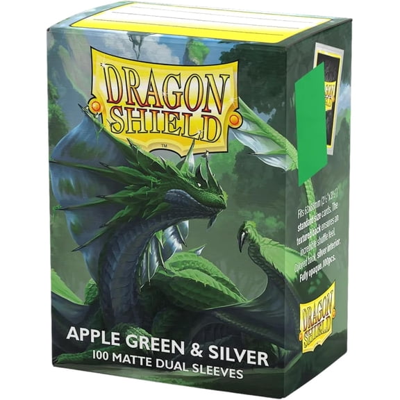 Dragon Shield Matte Dual Standard Size Card Sleeves 100ct - Apple Green & Silver