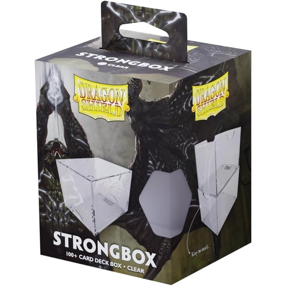 Dragon Shield Strongbox Deck Box Clear, Holds 100+ Double Sleeved Cards, Acrylic TCG Storage Case, Vacuum Seal Closure, Stackable, Display Lid, 83.5 x 106 x 75.5 mm
