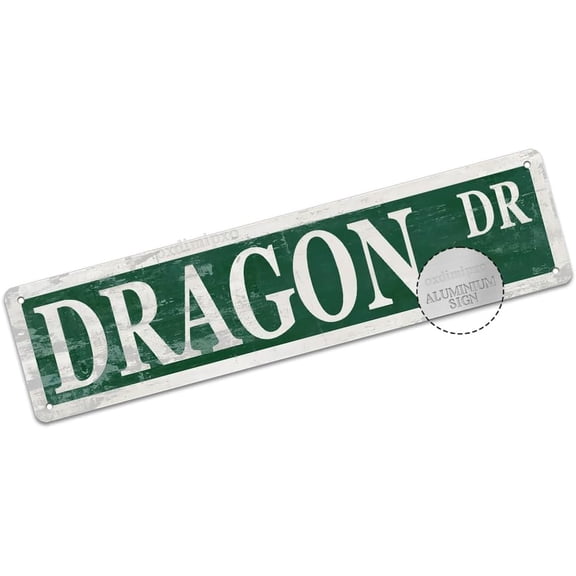 Dragon Sign Decor Funny Dragon Lover Gifts Vintage Dr Street Signs Novelty Aluminum Metal Plate 4x16 Inch Wall Art for Home Kitchen Office Room Garden Man Cave Bar Caf