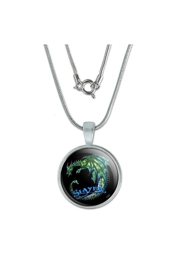 Dragon Slayer Fantasy Gaming 0.75" Pendant with Sterling Silver Plated Chain