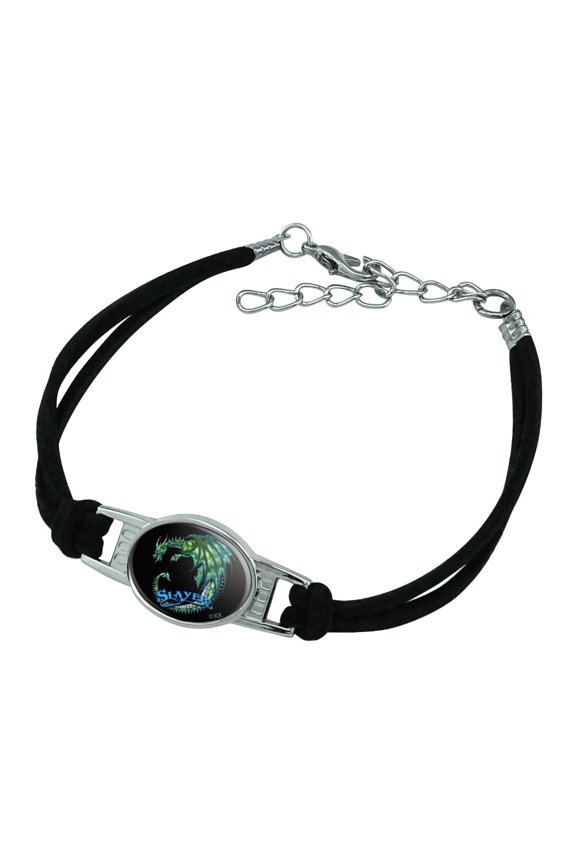 Dragon Slayer Fantasy Gaming Novelty Suede Leather Metal Bracelet