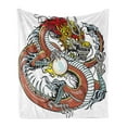 thumbnail image 1 of Dragon Soft Flannel Fleece Blanket, Traditional Chinese Creature Holding a Large Pearl Zodiac Signs Folk Tattoo Graphic, Cozy Plush for Indoor and Outdoor Use, 60" x 80", Multicolor, by Ambesonne, 1 of 5