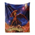 thumbnail image 1 of Dragon Soft Flannel Fleece Throw Blanket, Fantasy Scene Animal Knight Against Cosmos Galaxy Planetary Space Background, Cozy Plush for Indoor and Outdoor Use, 50" x 60", Blue Cinnamon, by Ambesonne, 1 of 5