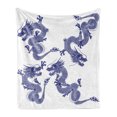 thumbnail image 1 of Dragon Soft Flannel Fleece Throw Blanket, Indigenous Japanese Dragons White Background Vitality Creatures Myth Print, Cozy Plush for Indoor and Outdoor Use, 50" x 70", Blue, by Ambesonne, 1 of 5