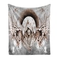 thumbnail image 1 of Dragon Soft Flannel Fleece Throw Blanket, Monk Witch on Tree Branches Background Gothic Medieval Magic Graphic, Cozy Plush for Indoor and Outdoor Use, 60" x 80", Grey Umber Brown, by Ambesonne, 1 of 5