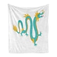 thumbnail image 1 of Dragon Soft Flannel Fleece Throw Blanket, Mythological Chinese Illustration Monstrous Creature Cartoon, Cozy Plush for Indoor and Outdoor Use, 70" x 90", Seafoam Yellow, by Ambesonne, 1 of 5