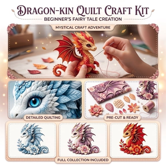 Dragon Sprite DIY Patchwork Sewing Kit, Soft Fabric Dragon Figurine DIY Sewing Kit, Complete Supplies for Adult Teen Handmade Hobby Gift (Red)