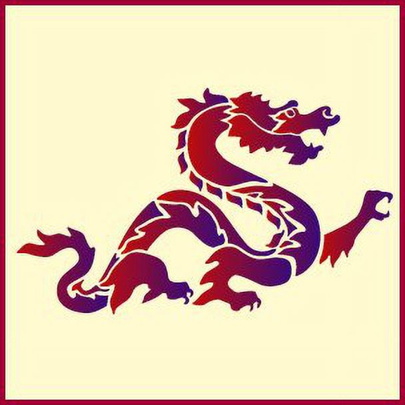 Dragon Stencil - Japanese Asian Oriental Chinese Reusable Sturdy Flexible Template 10 mil Plastic Mylar Wall Flower Tree Stencils Craft Painting Wall Stencils - The Artful Stencil